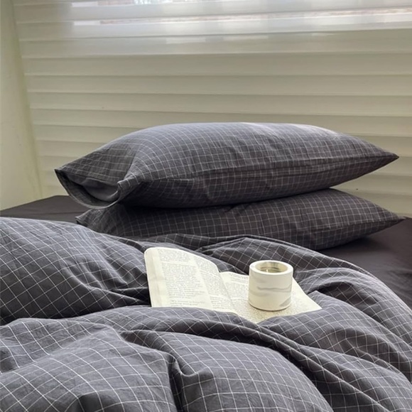 3 Pcs Striped | Grid Cotton Duvet Cover - Picture 4 of 8